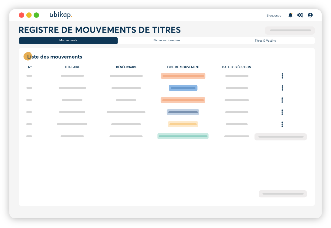 Registres de mouvement de titres dématérialisés